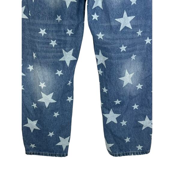 NWT Mekool Distressed Blue With Star Print High Waisted Jeans Pants Size 2XL - Picture 3 of 10